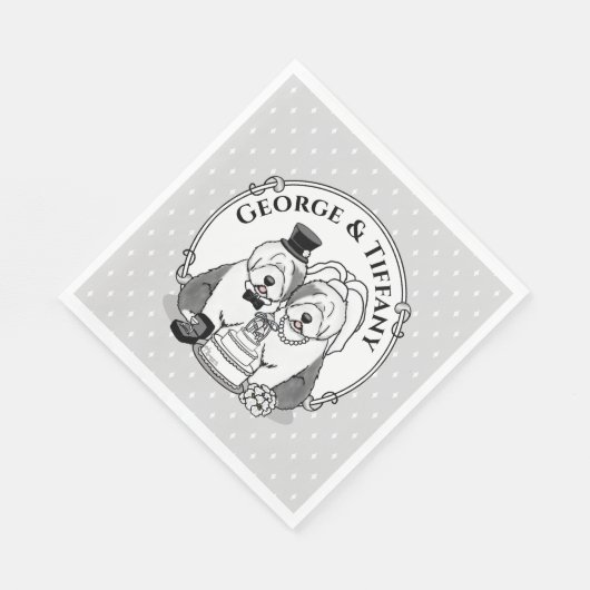 の結婚古いイギリスのシープドッグ新郎新婦グレー1 スタンダードランチョンナプキン (角)