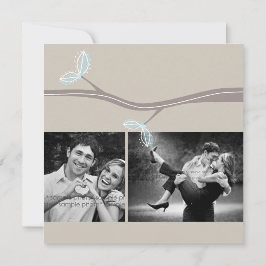 の結婚可愛いフクロウBranch Photo日付を保存 セーブザデート (裏面)