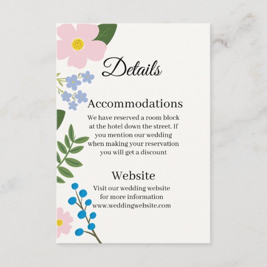 の結婚同封のカードピンクの花 エンクロージャーカード (正面)