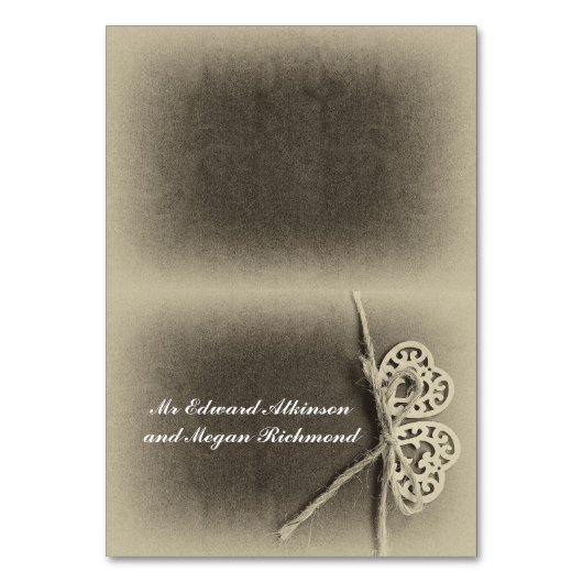 の結婚名刺の名刺(ヴィンテージハート) テーブルナンバー (正面)