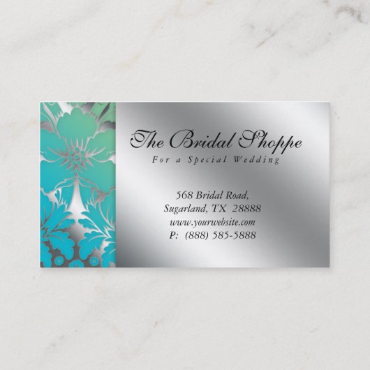 の結婚名刺ダマスクフローラシルバークラウン 名刺 (裏面)