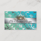 の結婚名刺ダマスクフローラシルバークラウン 名刺 (正面)