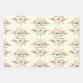 の結婚名前を追加ソフトピンクのバラ3ギフト ラッピングペーパーシート (正面2)