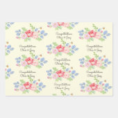 の結婚名前を追加フルーツと花の水色3 ラッピングペーパーシート (正面2)