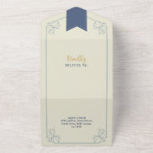 の結婚図書室テーマの表紙とRSVP オールインワン招待状 (外側)