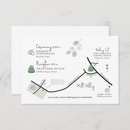 の結婚地図カスタムデザイン エンクロージャーカード (正面/裏面)