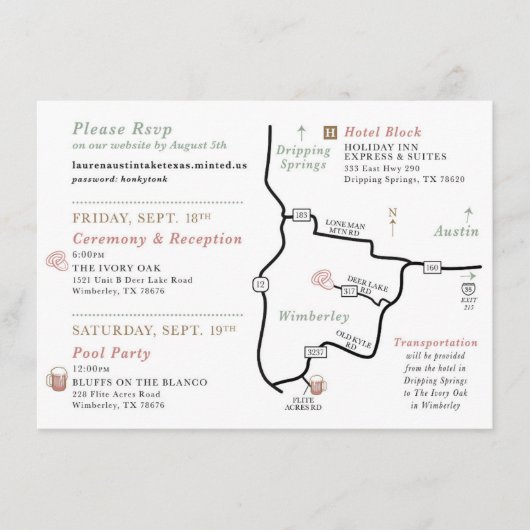 の結婚地図カード – FOR LAUREN エンクロージャーカード (正面)