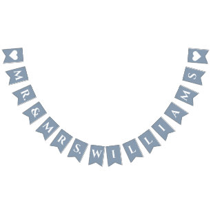 の結婚埃っぽいブルーさんミセス8文字の名前のシンプル バンティングフラッグ