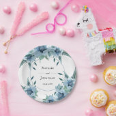 の結婚埃っぽい青いフローラヴィンテージみすぼらしいシックなパペ ペーパープレート (パーティー)