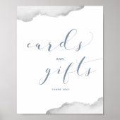 の結婚埃っぽい青と灰色の水の色のカードのギフト ポスター (正面)