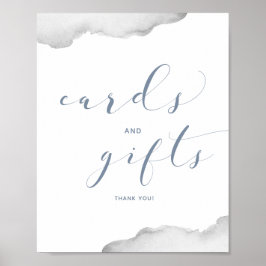 の結婚埃っぽい青と灰色の水の色のカードのギフト ポスター
