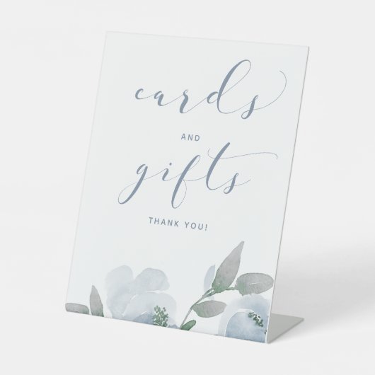 の結婚埃っぽい青と灰色の水の色のカードのギフト 台座サイン (正面)