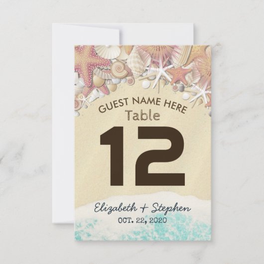 の結婚場所台番号夏ビーチヒトデ 招待状 (正面)