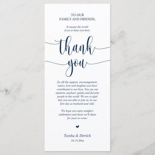 の結婚場所設定ありがとうネイビーブルーカード プログラム (正面)