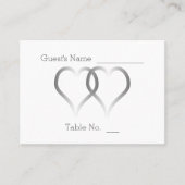 の結婚場所設定カードシルバーハート プレイスカード (正面)