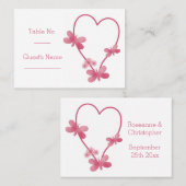 の結婚場所設定カードピンクハート蝶 プレイスカード (正面/裏面)