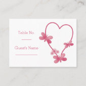 の結婚場所設定カードピンクハート蝶 プレイスカード (正面)