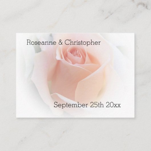 の結婚場所設定カードピーチピンクローズブド プレイスカード (裏面)