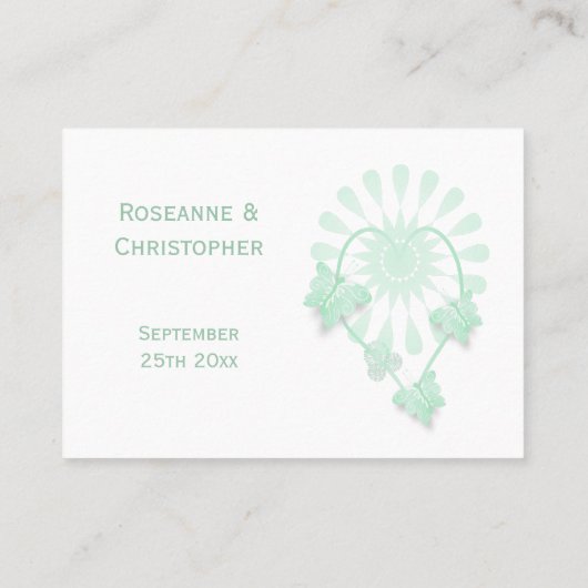 の結婚場所設定カードペパーミント蝶 プレイスカード (裏面)