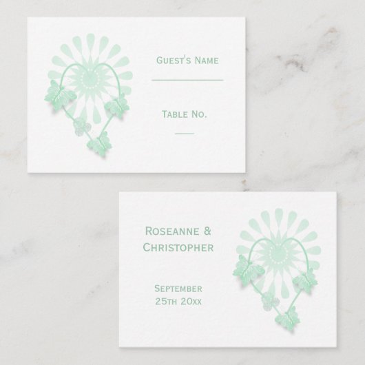 の結婚場所設定カードペパーミント蝶 プレイスカード (正面/裏面)