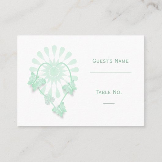 の結婚場所設定カードペパーミント蝶 プレイスカード (正面)