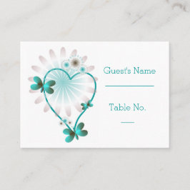 の結婚場所設定カードミントバタフライハート プレイスカード