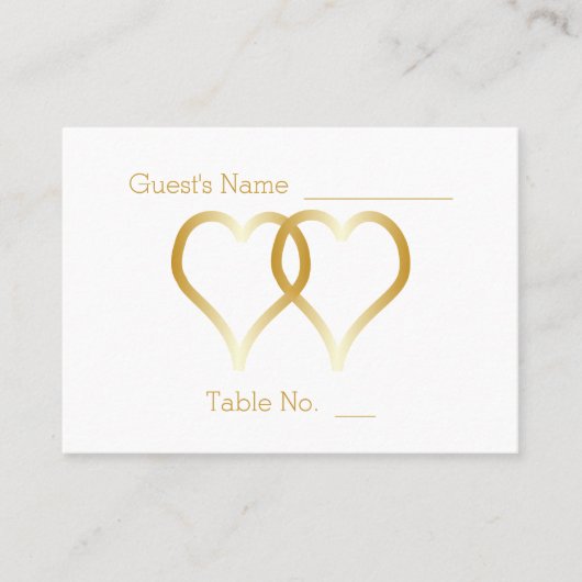 の結婚場所設定カード金ゴールドハート プレイスカード (正面)