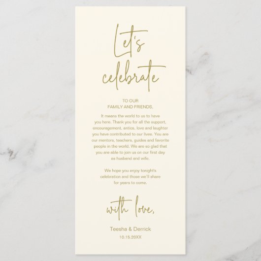 の結婚場所設定ディナーパーティーサンキューカード プログラム (正面)