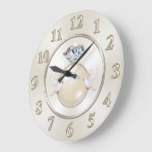の結婚壁時計、愛の鳥、ダイヤモンドと真珠 ラージ壁時計 (傾斜)