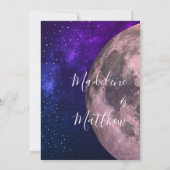 の結婚夕べスカイムーンスターズパープル結婚ズ 招待状 (裏面)