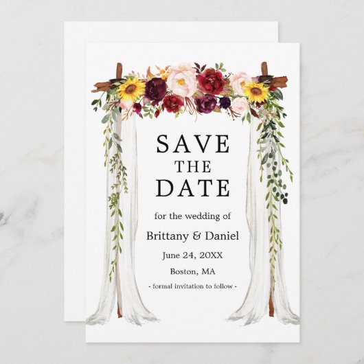 の結婚天蓋アーチ水の色の混合フローラ セーブザデート (正面/裏面)