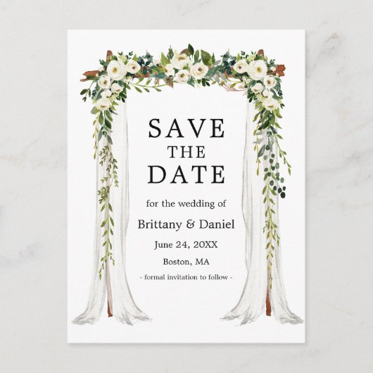 の結婚天蓋アーチ水の色グリーンフローラ 案内ポストカード (正面)