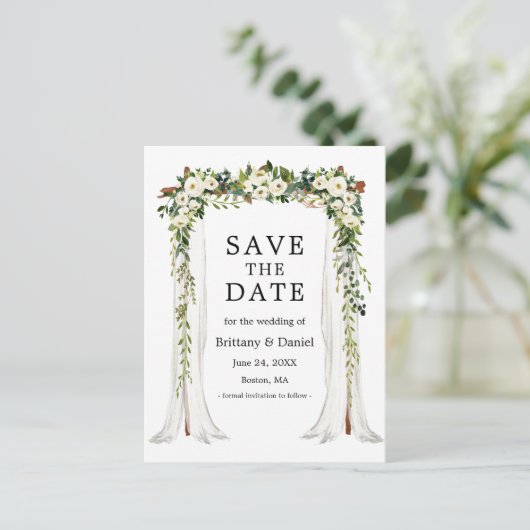 の結婚天蓋アーチ水の色グリーンフローラ 案内ポストカード (スタンド正面)