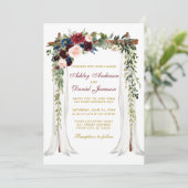 の結婚天蓋アーチ水カラーフローラ金ゴールド 招待状 (スタンド正面)