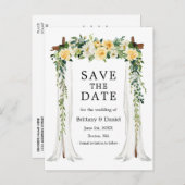の結婚天蓋アーチ水カラー黄色フローラ 案内ポストカード (正面/裏面)