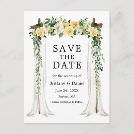 の結婚天蓋アーチ水カラー黄色フローラ 案内ポストカード