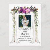 の結婚天蓋紫のフローラが日付を変更 ポストカード (正面)