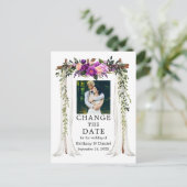 の結婚天蓋紫のフローラが日付を変更 ポストカード (スタンド正面)