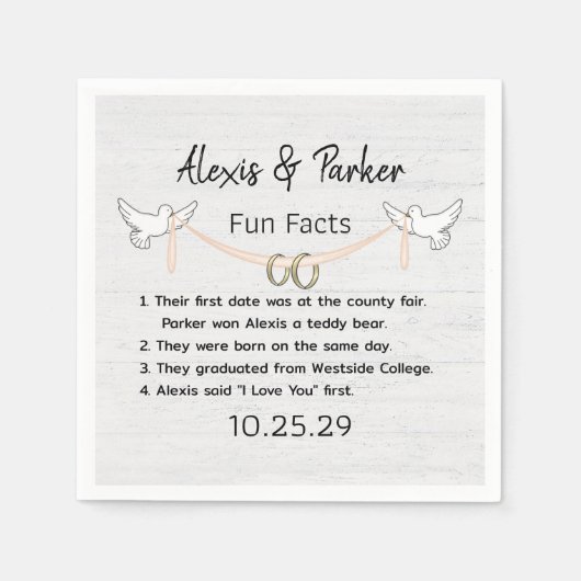 の結婚夫婦おもしろい事実 スタンダードカクテルナプキン (正面)