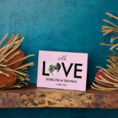 の結婚婚約カスタムフォトピンクハート枠 フォトプラーク (側面)