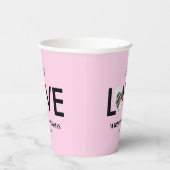 の結婚婚約カスタムフォトピンクハート枠 紙コップ (右)