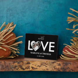 の結婚婚約カスタムフォトブラックハートフレーム フォトプラーク