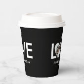 の結婚婚約カスタムフォトブラックハートフレーム 紙コップ (左)