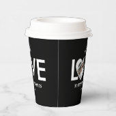 の結婚婚約カスタムフォトブラックハートフレーム 紙コップ (右)