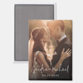 の結婚婚約カップル名の日付photo マグネット (正面/裏面)