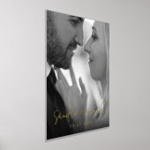 の結婚婚約カップル名の日付photo 箔ポスター (レイダウン)