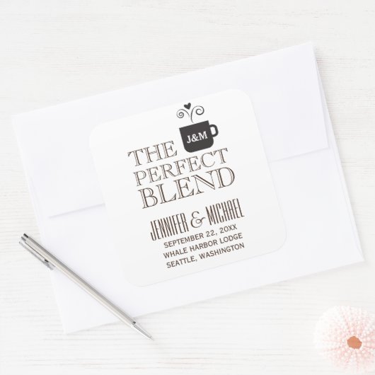 の結婚婚約コーヒー茶好み スクエアシール (封筒)