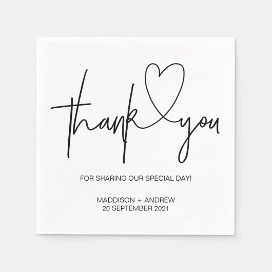 の結婚婚約サンキューテーブルナプキンセット スタンダードカクテルナプキン (正面)