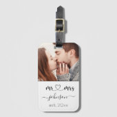 の結婚婚約ハートミセス写真名 ラゲッジタグ (正面縦)