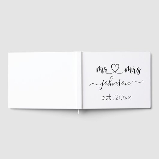 の結婚婚約ハートミセス・ネームパーソナライズされた ゲストブック (全面)